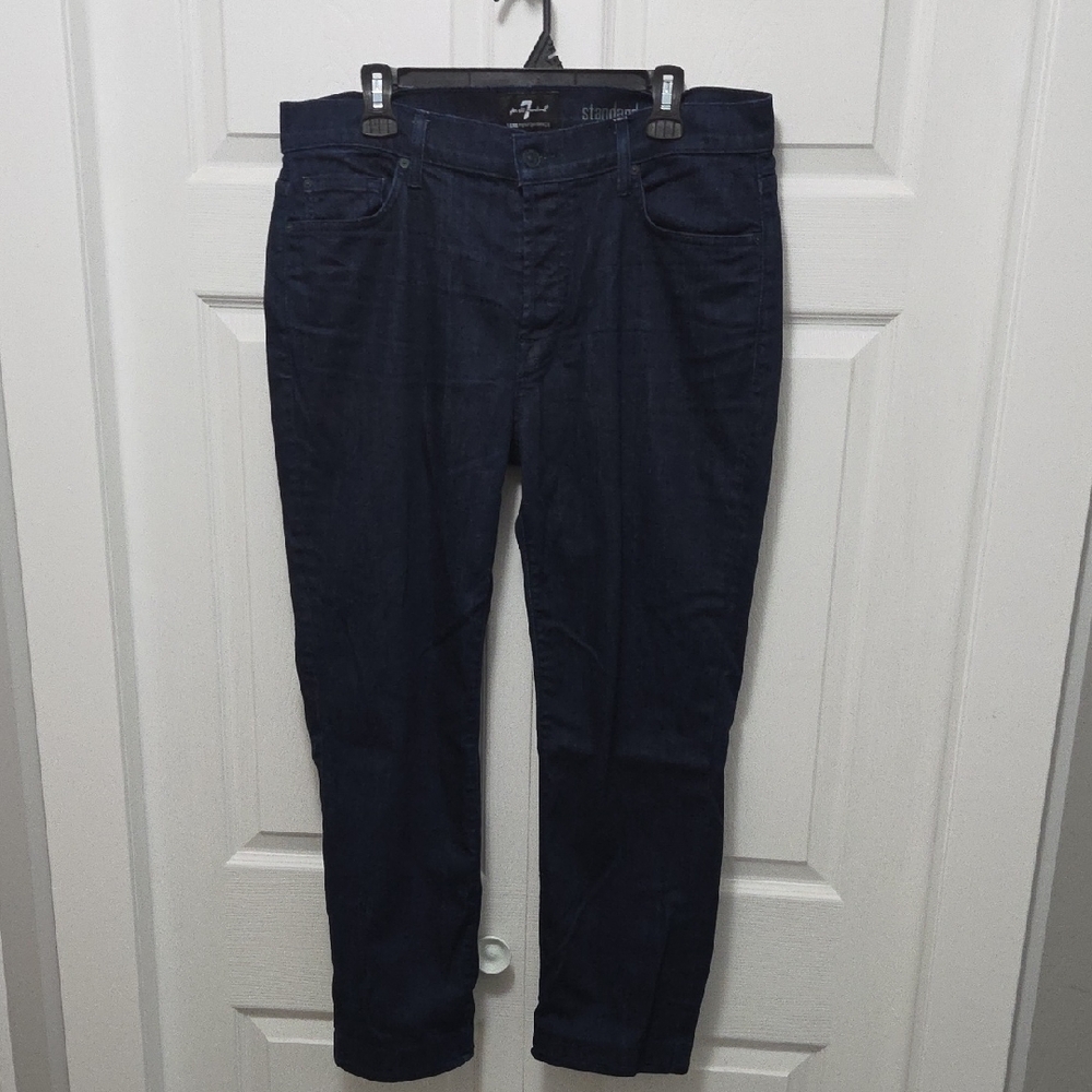 7 For All Mankind Size 36 Navy Slim Straight Jeans